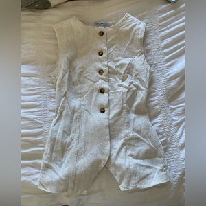 Born For Bordeaux Linen Vest - Oatmeal